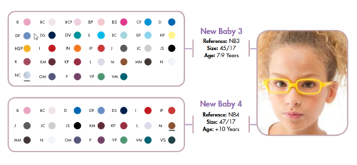 Miraflex frames for kids color chart